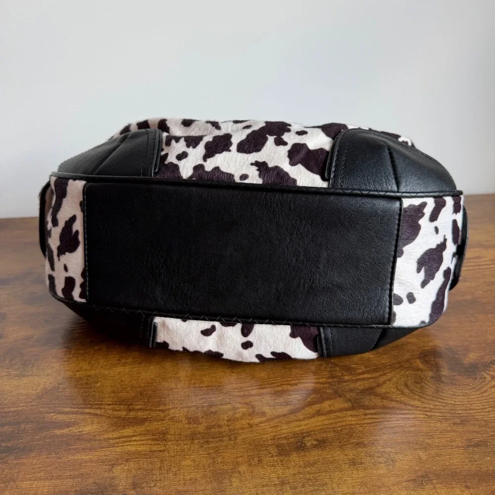New Juicy Couture Romance Cow Satchel Shoulder Handbag Black Pink Bow Y2K Cute